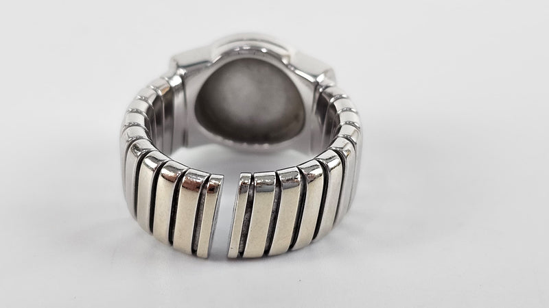 Tubogas 18k White Gold Black Onyx Ring