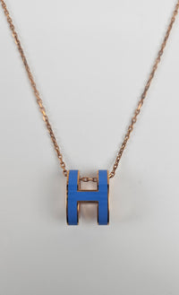 Pop H Necklace in Rose Gold / Blue (Regular Size)