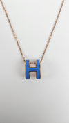 Pop H Necklace in Rose Gold / Blue (Regular Size)