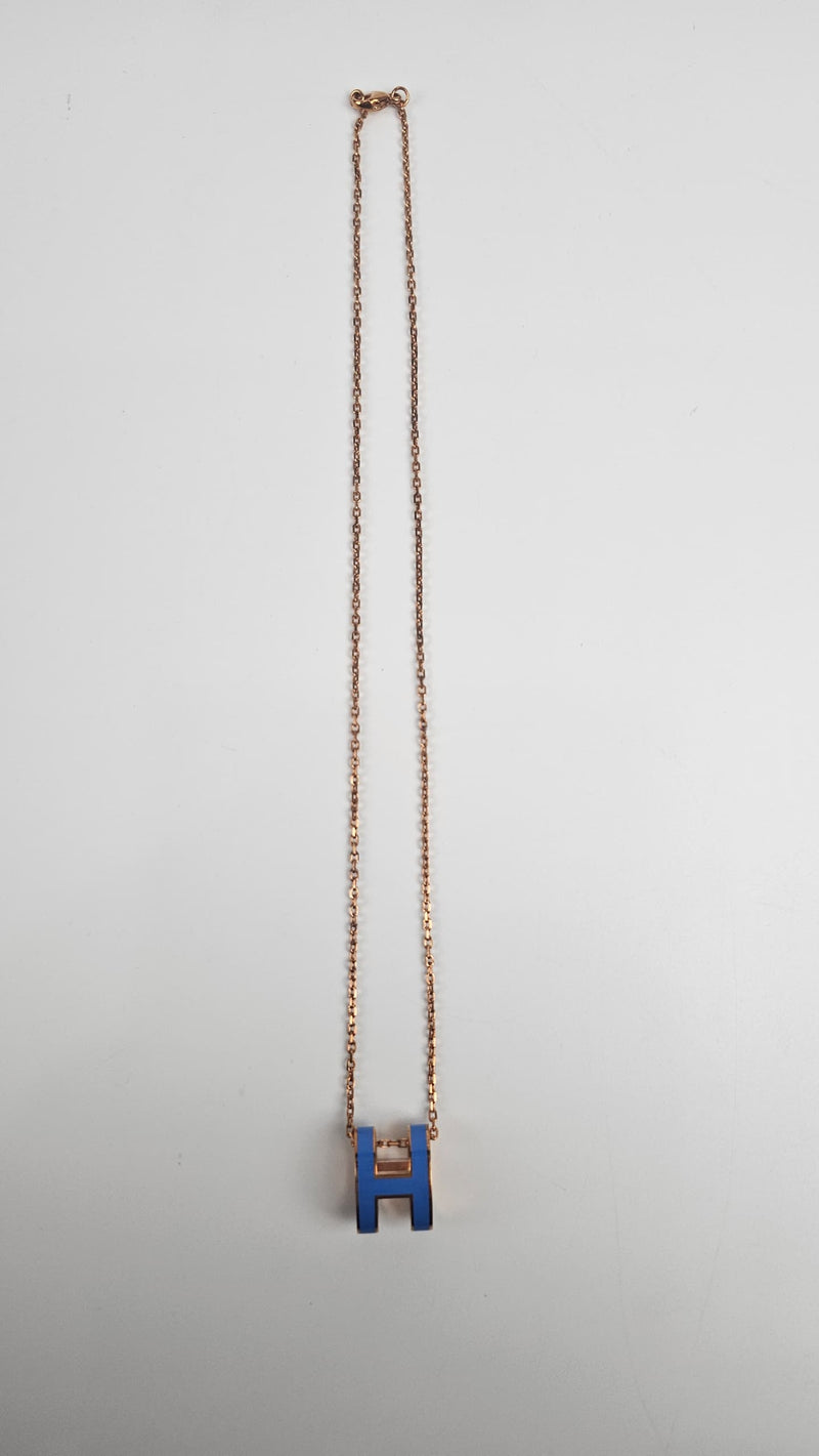 Pop H Necklace in Rose Gold / Blue (Regular Size)