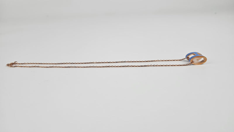 Pop H Necklace in Rose Gold / Blue (Regular Size)