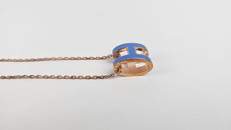 Pop H Necklace in Rose Gold / Blue (Regular Size)