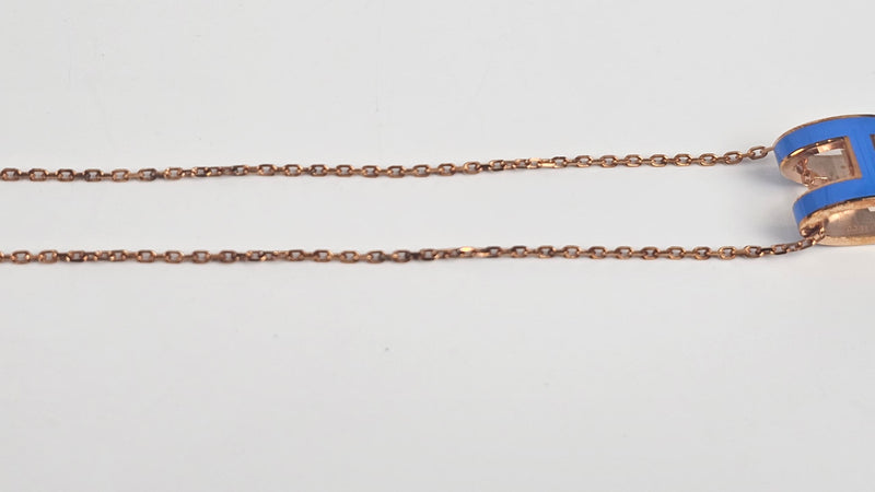 Pop H Necklace in Rose Gold / Blue (Regular Size)