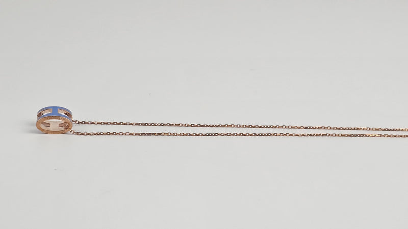 Pop H Necklace in Rose Gold / Blue (Regular Size)