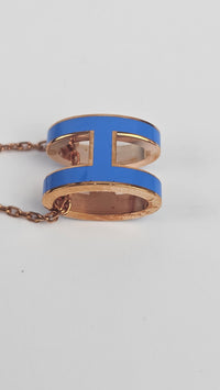 Pop H Necklace in Rose Gold / Blue (Regular Size)