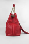 Red Pebbled Leather Soho Chain Tote Bag