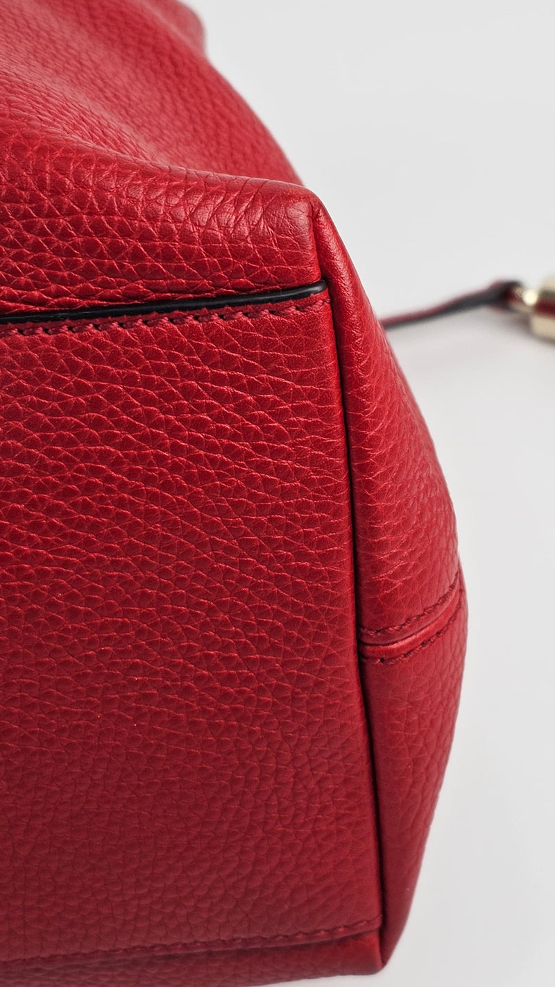 Red Pebbled Leather Soho Chain Tote Bag