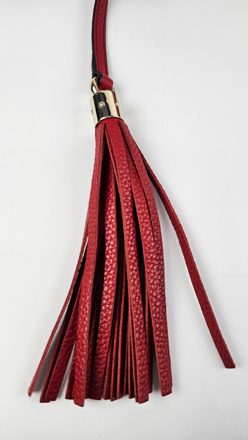 Red Pebbled Leather Soho Chain Tote Bag