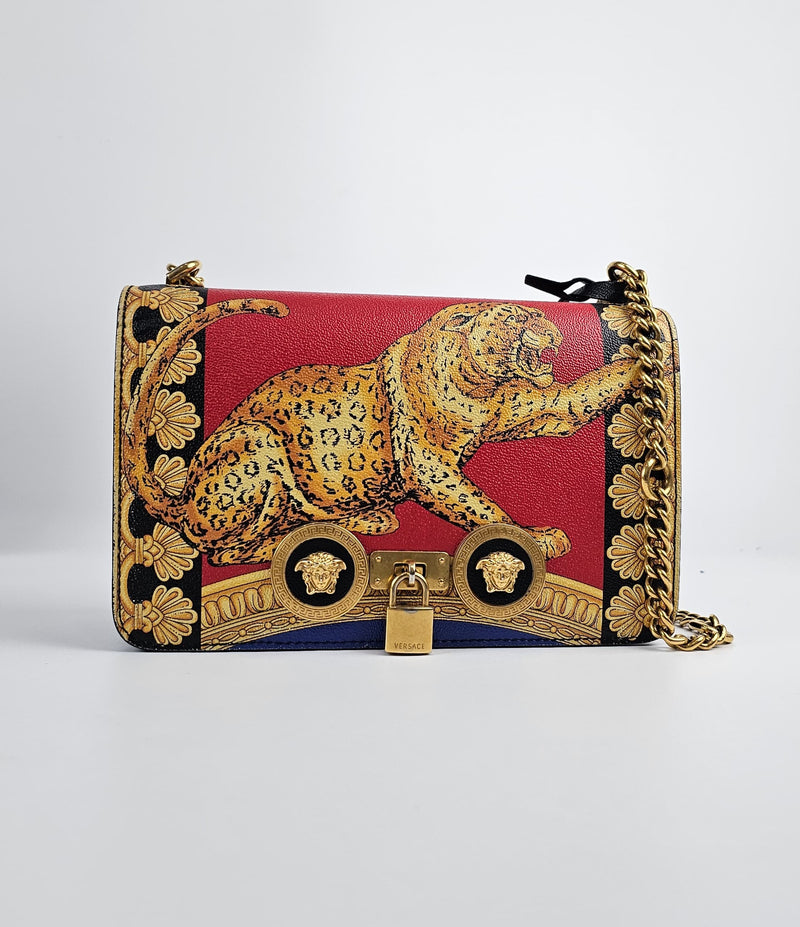 Calfskin Leopard Baroque Print Medium Icon Chain Bag (Pre-Fall 2018 Versace)