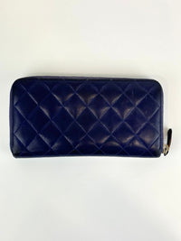 Classic Purple Lambskin Long Zipped Wallet