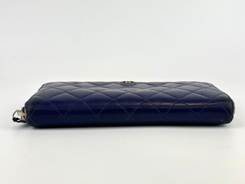 Classic Purple Lambskin Long Zipped Wallet