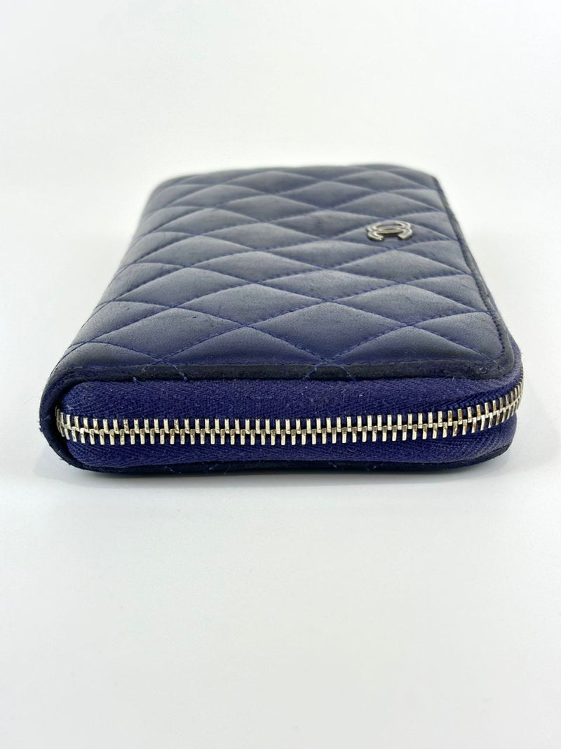 Classic Purple Lambskin Long Zipped Wallet