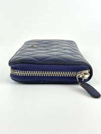 Classic Purple Lambskin Long Zipped Wallet