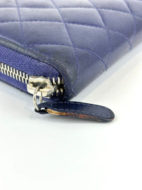 Classic Purple Lambskin Long Zipped Wallet