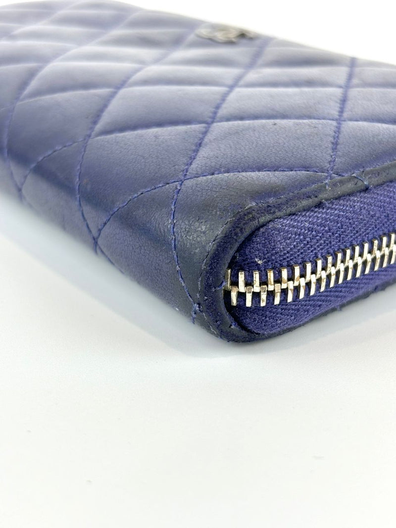 Classic Purple Lambskin Long Zipped Wallet