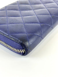 Classic Purple Lambskin Long Zipped Wallet