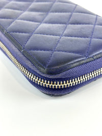 Classic Purple Lambskin Long Zipped Wallet