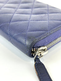 Classic Purple Lambskin Long Zipped Wallet