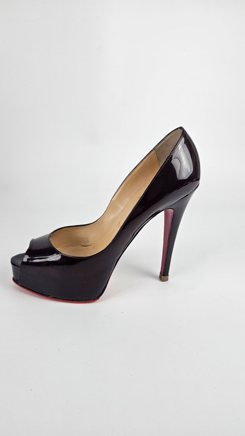 Maroon Patent Yolanda 120 Peeptoe Pumps