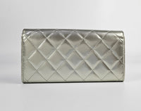 Coco Rock Matelasse Silver Patent Leather Long Wallet SHW