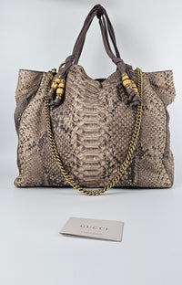 Bamboo Tassel Tote in Python Embossed Calfskin 232942 203998