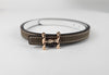 13mm Etoupe/Blanc 85 Reversible Belt with plated brass / pink gold H Torsade Buckle