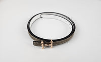 13mm Etoupe/Blanc 85 Reversible Belt with plated brass / pink gold H Torsade Buckle