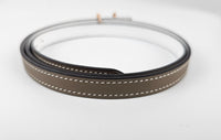 13mm Etoupe/Blanc 85 Reversible Belt with plated brass / pink gold H Torsade Buckle