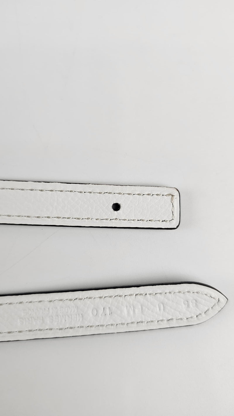 13mm Etoupe/Blanc 85 Reversible Belt with plated brass / pink gold H Torsade Buckle