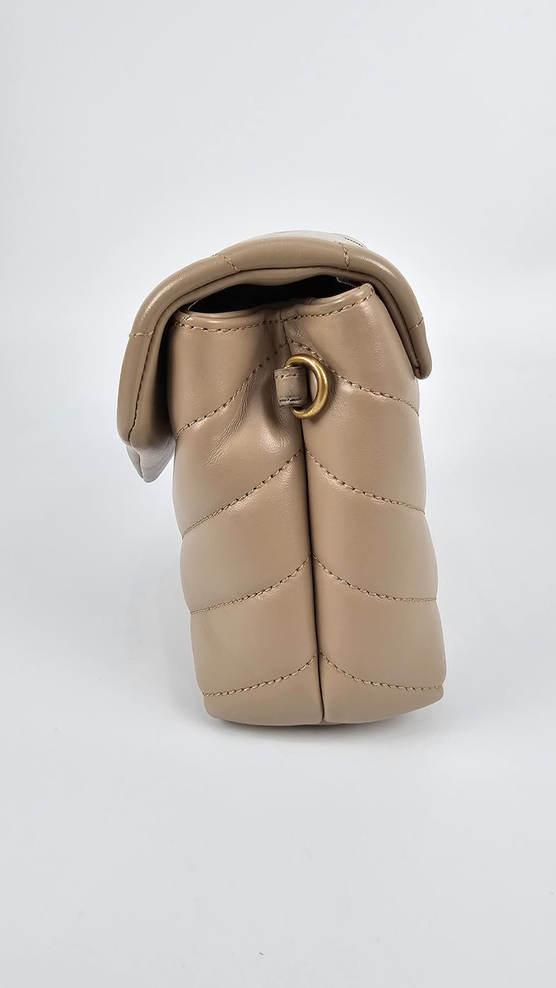 Toy Loulou in Quilted Leather Dark Beige