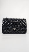 Double Flap Patent Classic Jumbo - Black, Dark Silver Hardware