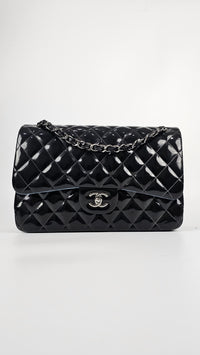 Double Flap Patent Classic Jumbo - Black, Dark Silver Hardware