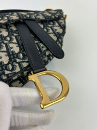 Blue Oblique Canvas Mini Dior Saddle Bag