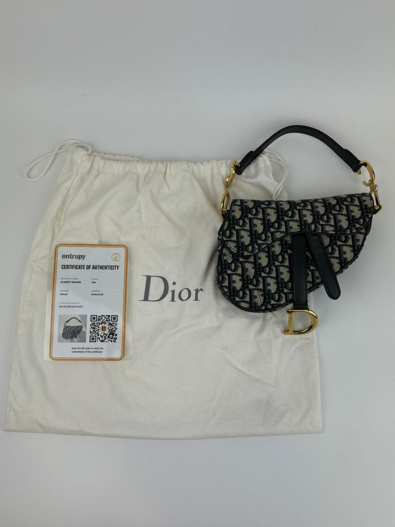 Blue Oblique Canvas Mini Dior Saddle Bag