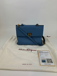 Blue Trifolio Top Handle Bag