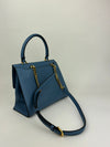 Blue Trifolio Top Handle Bag