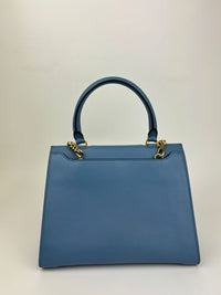 Blue Trifolio Top Handle Bag