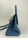 Blue Trifolio Top Handle Bag