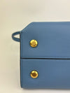 Blue Trifolio Top Handle Bag