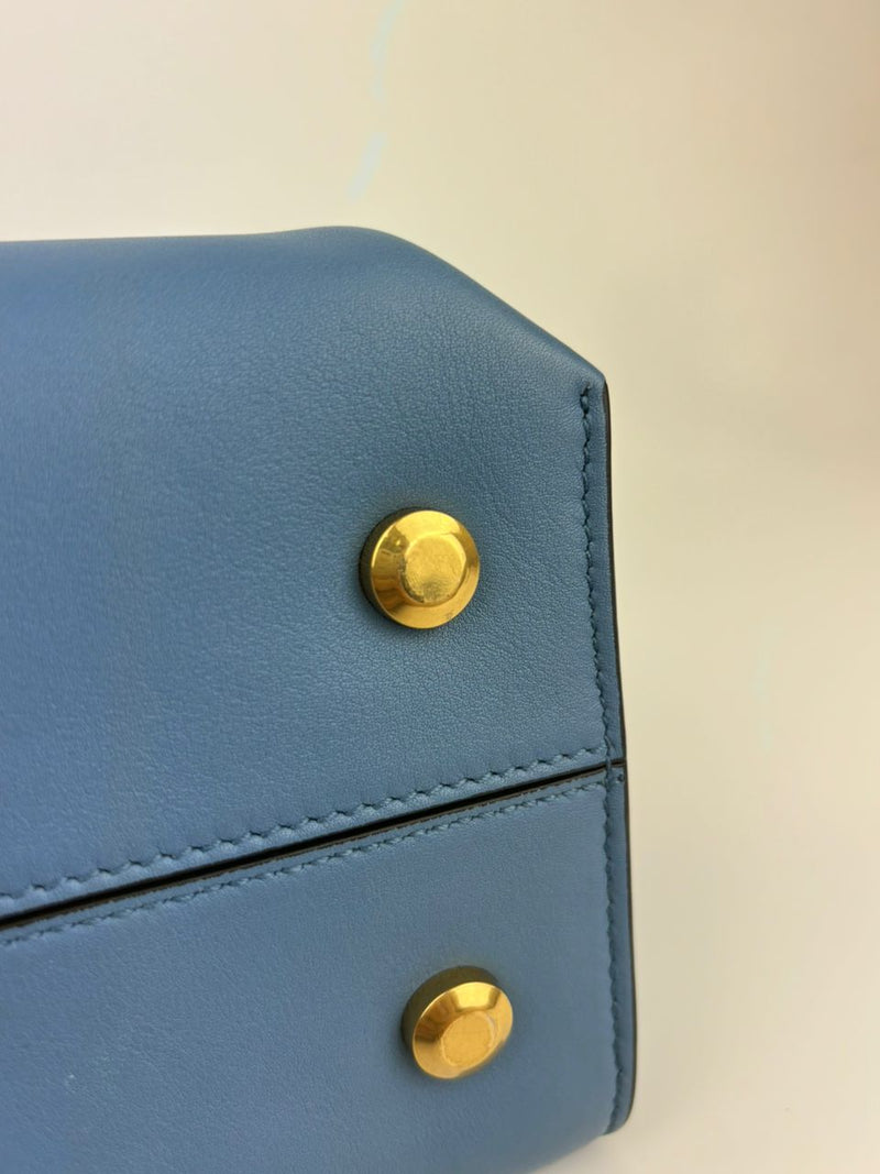 Blue Trifolio Top Handle Bag