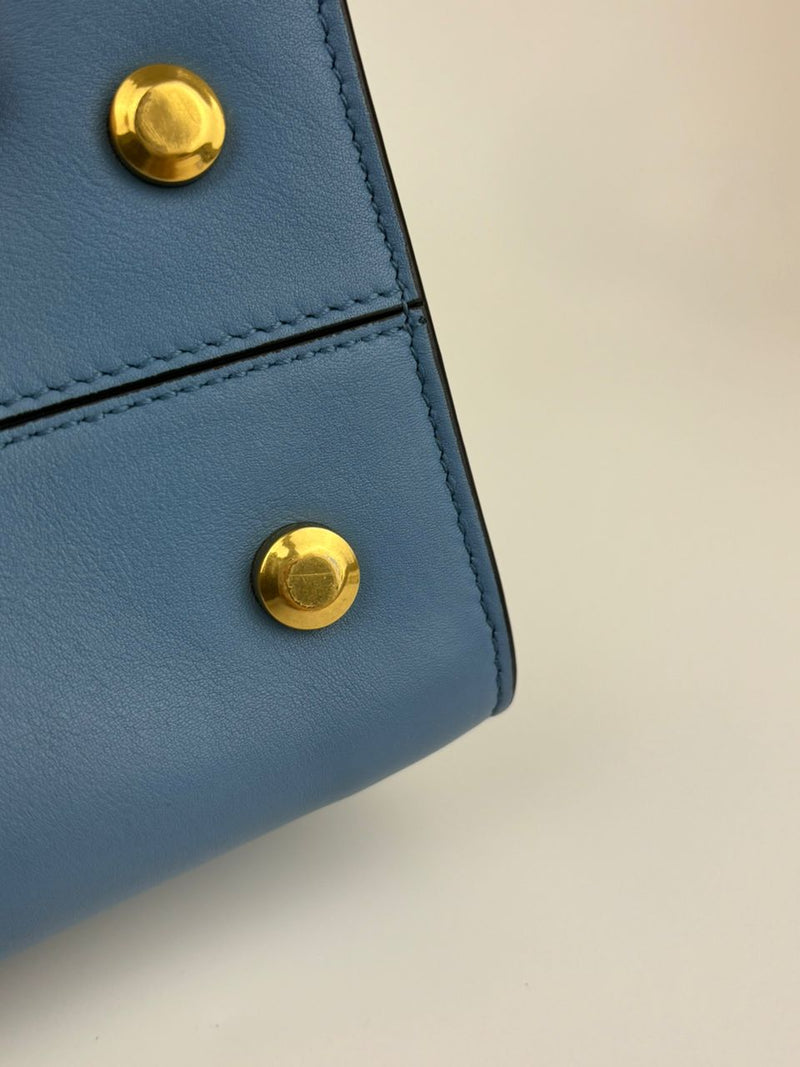 Blue Trifolio Top Handle Bag