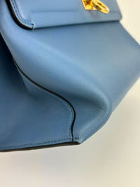 Blue Trifolio Top Handle Bag