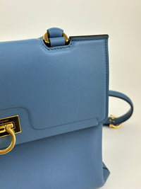 Blue Trifolio Top Handle Bag