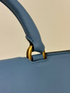 Blue Trifolio Top Handle Bag