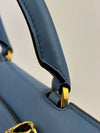 Blue Trifolio Top Handle Bag