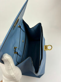 Blue Trifolio Top Handle Bag