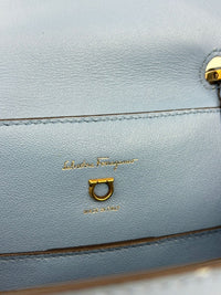 Blue Trifolio Top Handle Bag