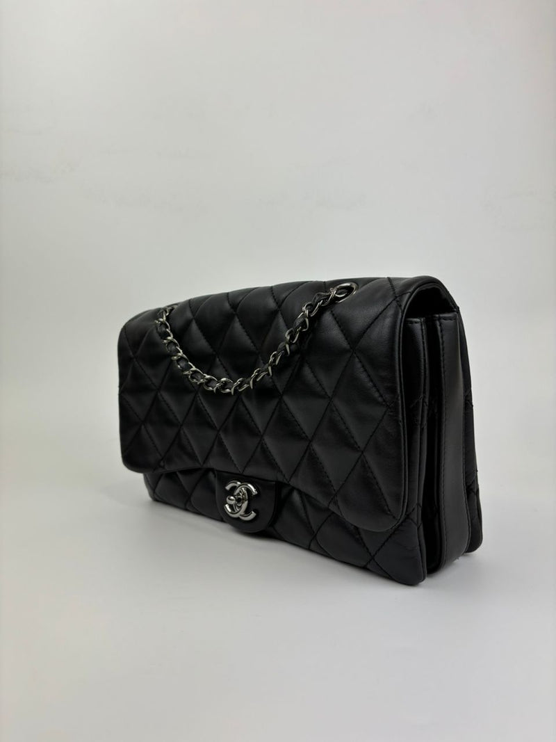 Black Calfskin Quilted Chanel 3 Accordion Flap Bag