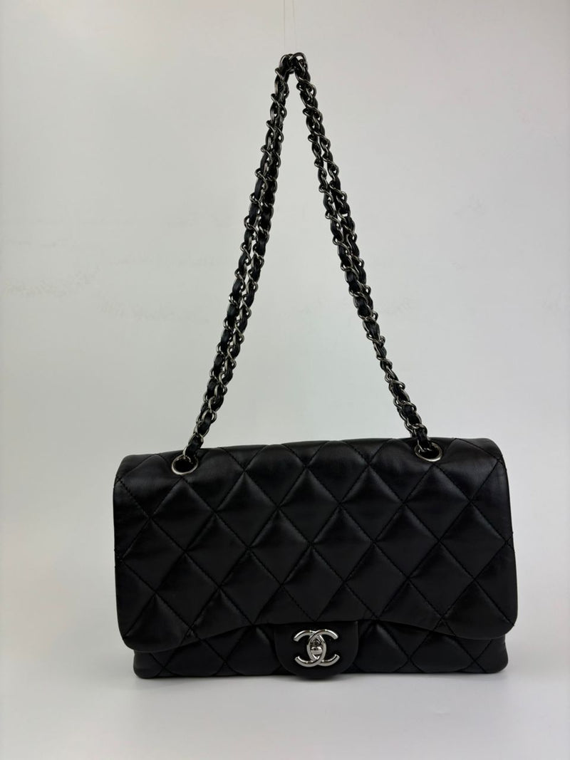 Black Calfskin Quilted Chanel 3 Accordion Flap Bag