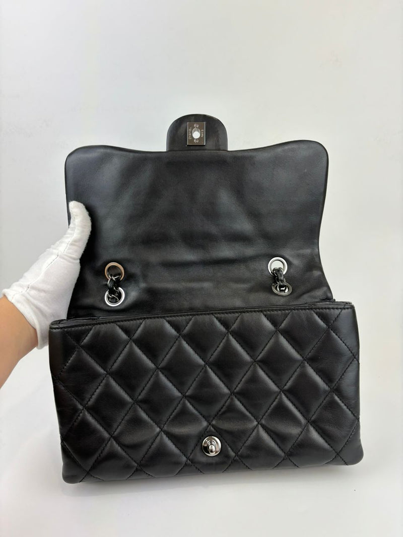 Black Calfskin Quilted Chanel 3 Accordion Flap Bag